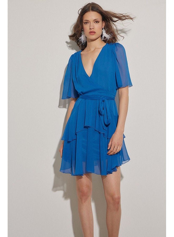 BSB Wrap monochrome dress with ruffles - Image 1