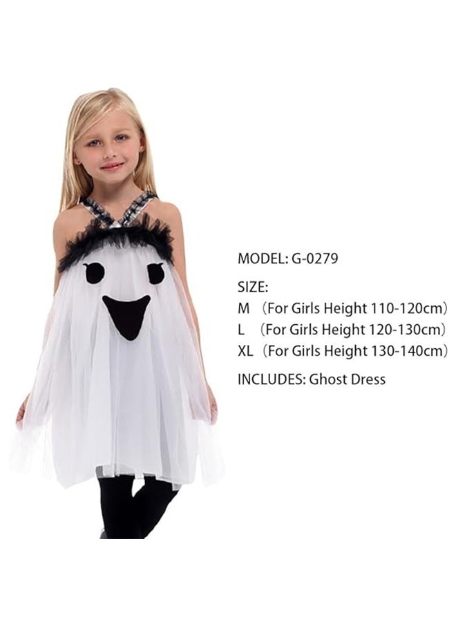 JCB CHIC Children's White Ghost Jumpsuit ,Halloween Cosplay Costume,Ghostly Toddler Dress Costume for Halloween Birthday and Party(XL) - Image 2