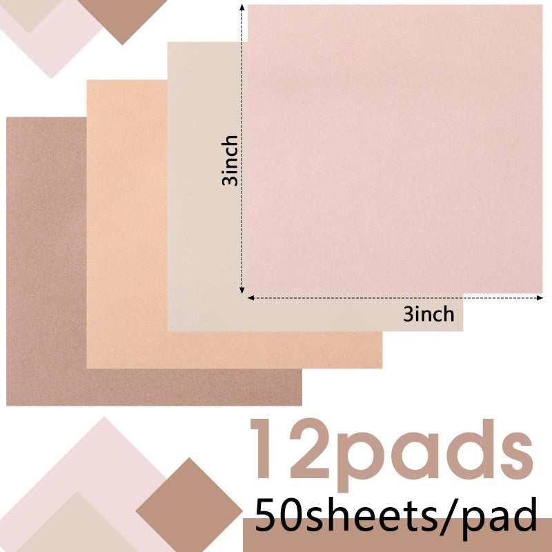 Thenshop 12 Pads Boho Sticky Notes 3''x3'', Self Stick Notes Pads Boho Office Supplies, Vintage Aesthetic School Accessories 50 Sheets/pad - Image 2