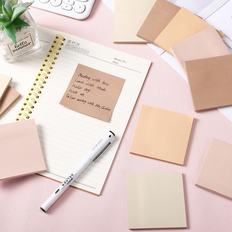 Thenshop 12 Pads Boho Sticky Notes 3''x3'', Self Stick Notes Pads Boho Office Supplies, Vintage Aesthetic School Accessories 50 Sheets/pad - Image 5