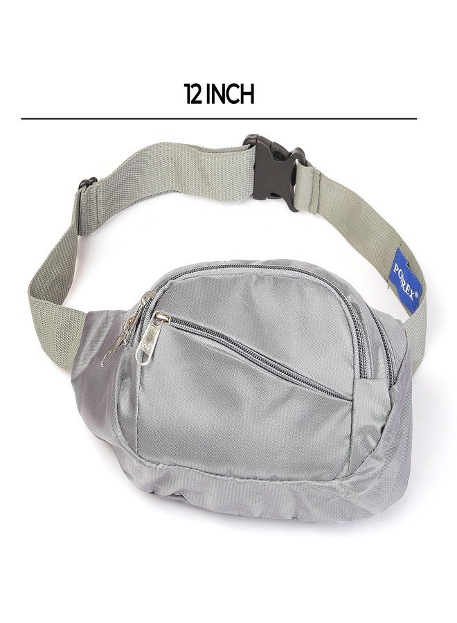 POPREX Waist Bag for Men and Women Pack Travel Handy Hiking Running Zip Pouch Document Money Card Phone Earphone Belt Sport Bag Fitness Fanny Pack Adjustable Strap (Grey) - Image 3