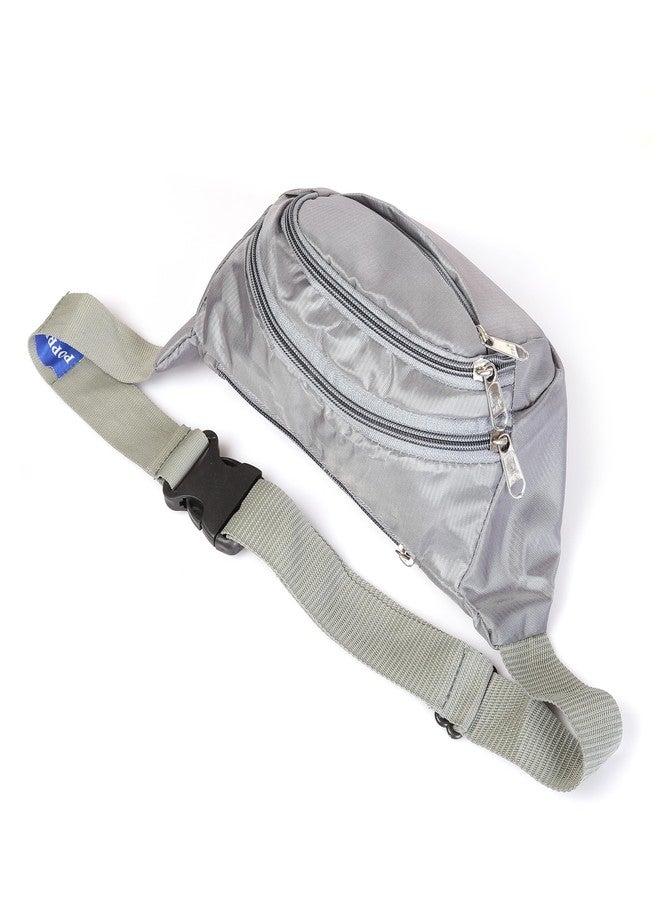 POPREX Waist Bag for Men and Women Pack Travel Handy Hiking Running Zip Pouch Document Money Card Phone Earphone Belt Sport Bag Fitness Fanny Pack Adjustable Strap (Grey) - Image 2