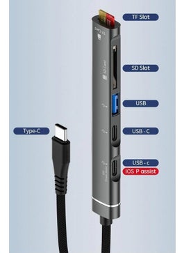 Apera NR44 5in1 Apple iPhone Compatible Fast Charger Type-C Hub Dock with USB 3.0 Card Reader  - Image 2