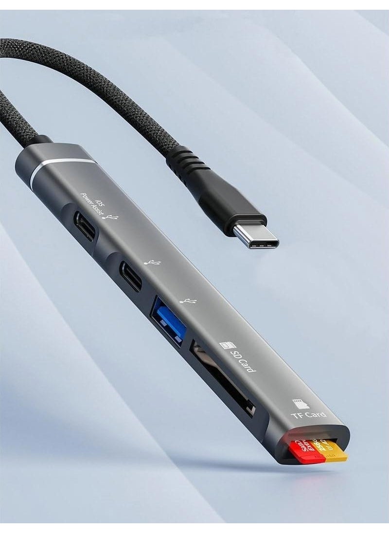 Apera - NR44 5in1 Apple iPhone Compatible Fast Charger Type-C Hub Dock with USB 3.0 Card Reader - Image 1
