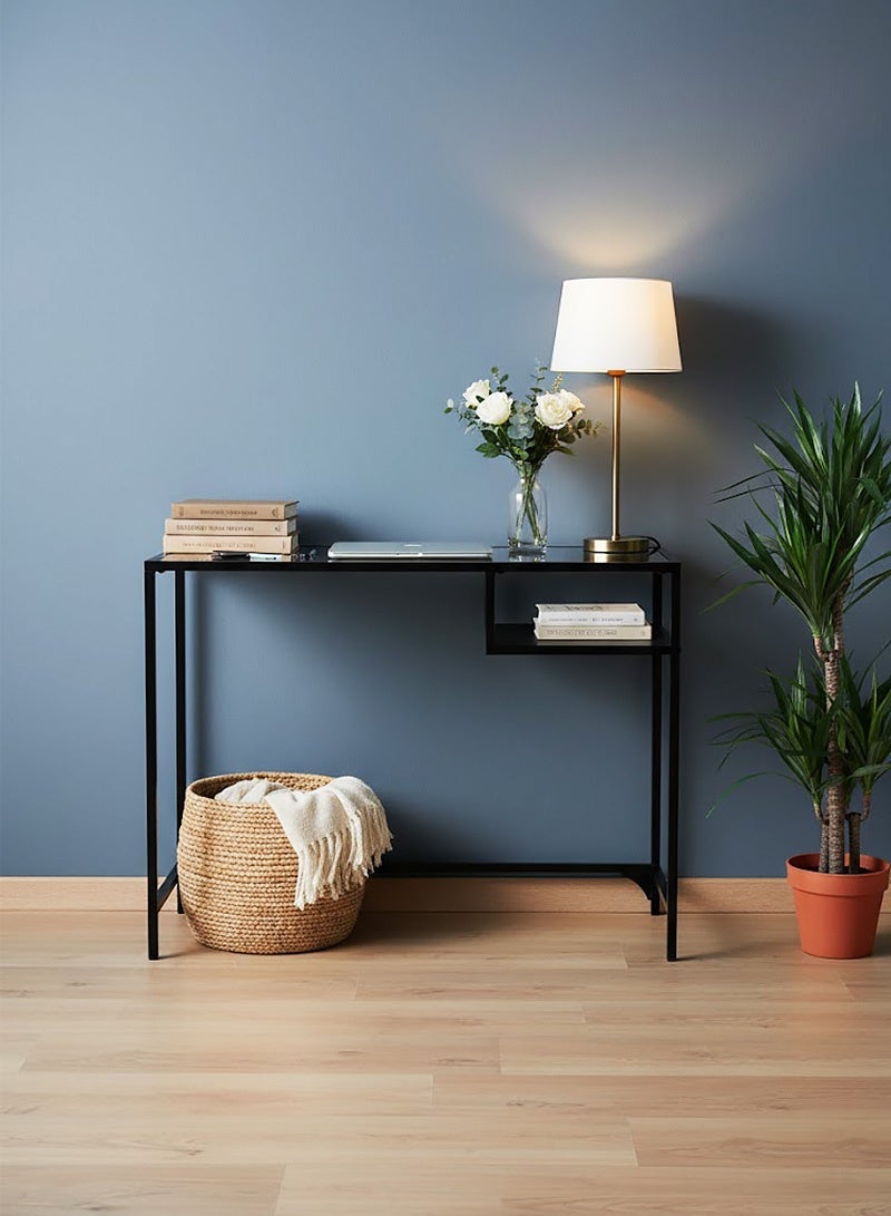 AGD Metal Entrance Table, Modern Design for Living Room, Office Computer Laptop Coffee Side Table 100X36X74cm Black - Image 1