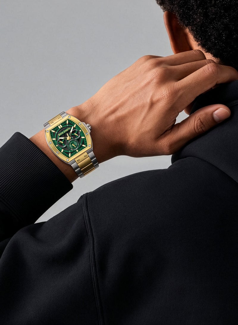 Palm Angels Vortex Black-Green Dial Stainless Steel Bracelet Multifunction Watch for Men, 42mm - Image 4