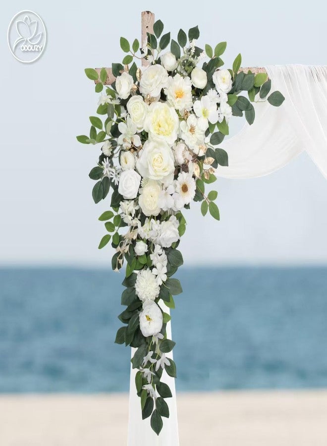 Odouzy Wedding Arch Flowers,Artificial Flower Arch Decor,2pcs Artificial Flower Arrangement for Wedding Decor Reception Backdrop Floral Decorations (White) - Image 3