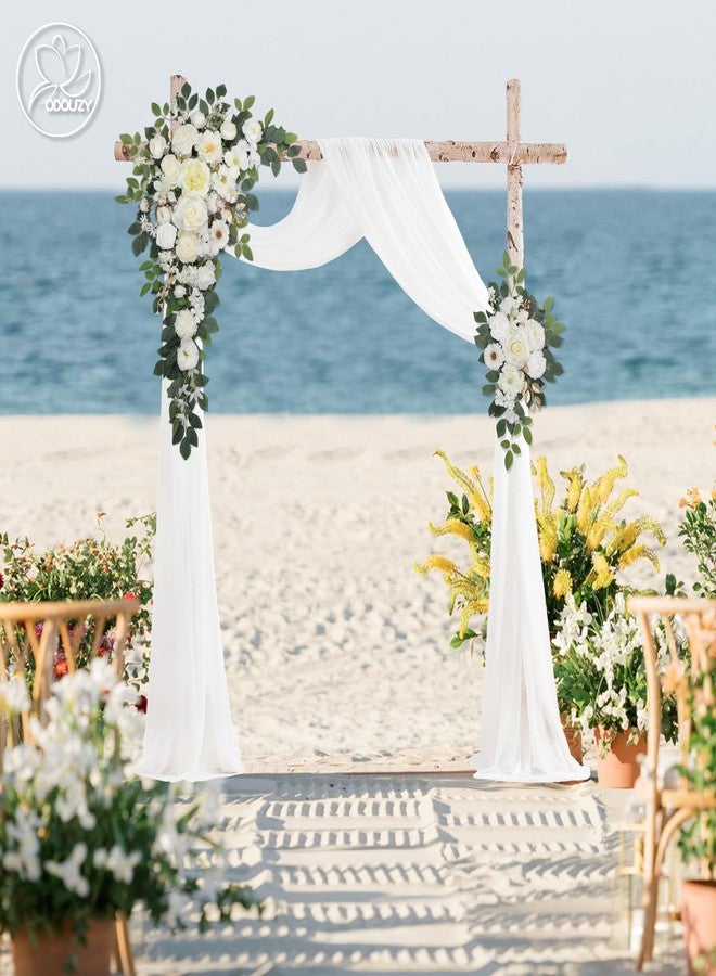 Odouzy Wedding Arch Flowers,Artificial Flower Arch Decor,2pcs Artificial Flower Arrangement for Wedding Decor Reception Backdrop Floral Decorations (White) - Image 5