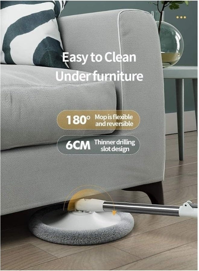 AKC مجموعة ممسحة ودلو دوار – ممسحة مسطحة سعة 2.5 لتر مع دلو دوار 360°، ممسحة لعصر المياه لتنظيف الأرضيات، نظام فصل المياه القذرة، تشمل شبكة ممسحة – مثالية للأرضيات الخشبية، البلاط، واللامينيت - Image 5