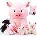Silipull 5 Pcs Pig Stuffed Animals 12 Inch Large Plush Mommy Pig with 4 Little Baby in Mother Belly Gifts for Mothers Boys and Girls Graduation Birthday Party FavorsSitting - Image 3