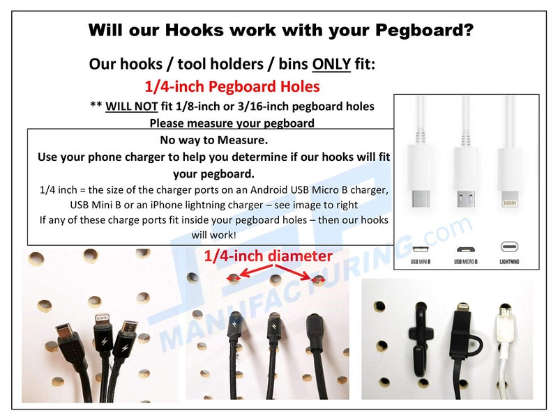 JSP Manufacturing Plastic Black J Style Pegboard Hooks Garage Tool Storage fits 1/4" Pegboard Holes (Pegboard NOT Included) (100) - Image 4