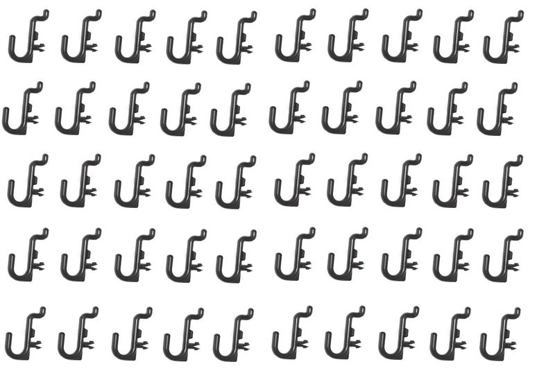 JSP Manufacturing Plastic Black J Style Pegboard Hooks Garage Tool Storage fits 1/4" Pegboard Holes (Pegboard NOT Included) (100) - Image 1
