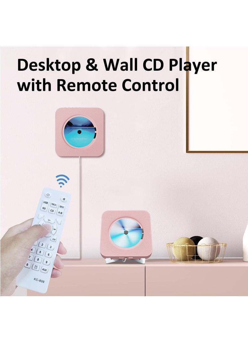Arabest Portable CD Player with Bluetooth Wall CD Player for Home Desktop Music CD Player with HiFi Speaker Remote Control FM Radio Timer Support AUX/USB/TF Card for Kids, Kpop, Gift  - Image 3