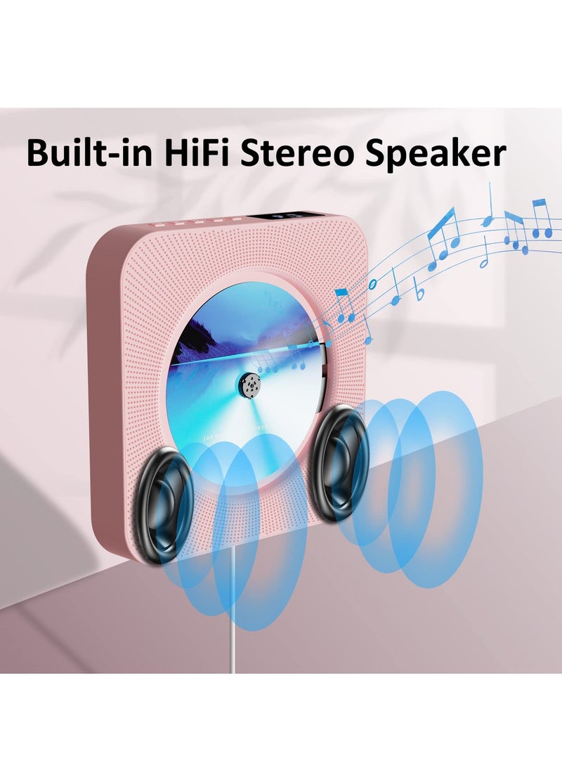 Arabest Portable CD Player with Bluetooth Wall CD Player for Home Desktop Music CD Player with HiFi Speaker Remote Control FM Radio Timer Support AUX/USB/TF Card for Kids, Kpop, Gift  - Image 4