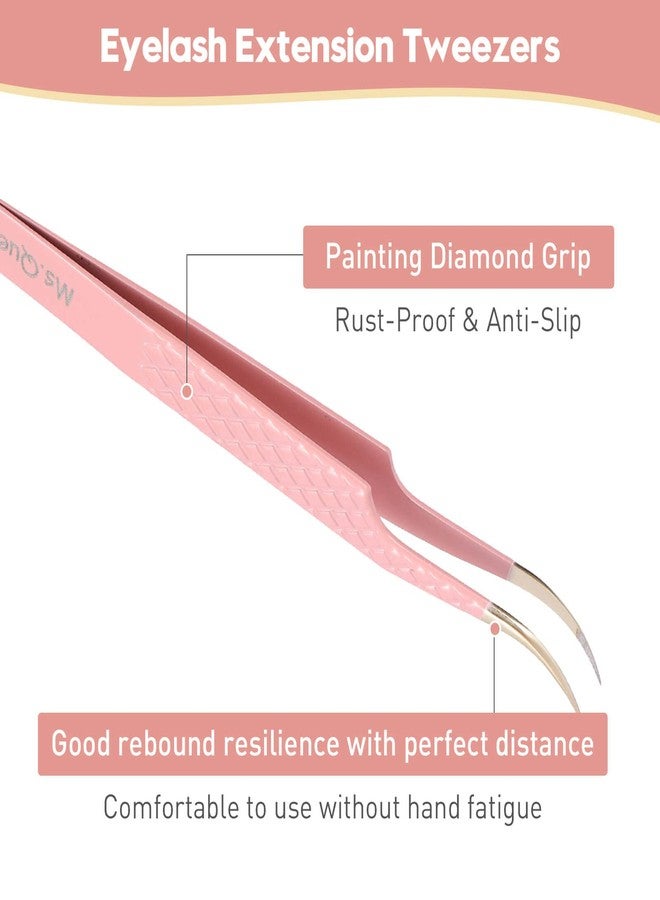 Ms.Queen Volume Lash Tweezers Set,2Pcs Fiber Tip 45 Degree Volume and Curved Isolation Eyelash Extension Tweezers - Image 4