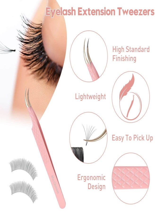 Ms.Queen Volume Lash Tweezers Set,2Pcs Fiber Tip 45 Degree Volume and Curved Isolation Eyelash Extension Tweezers - Image 3