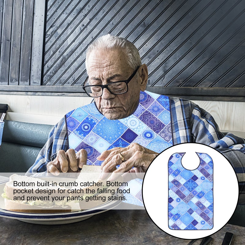 👕 مريلة طعام للكبار مقاومة للماء بحجم 46 1 سم باللون الأزرق مجموعة واحدة - Image 1