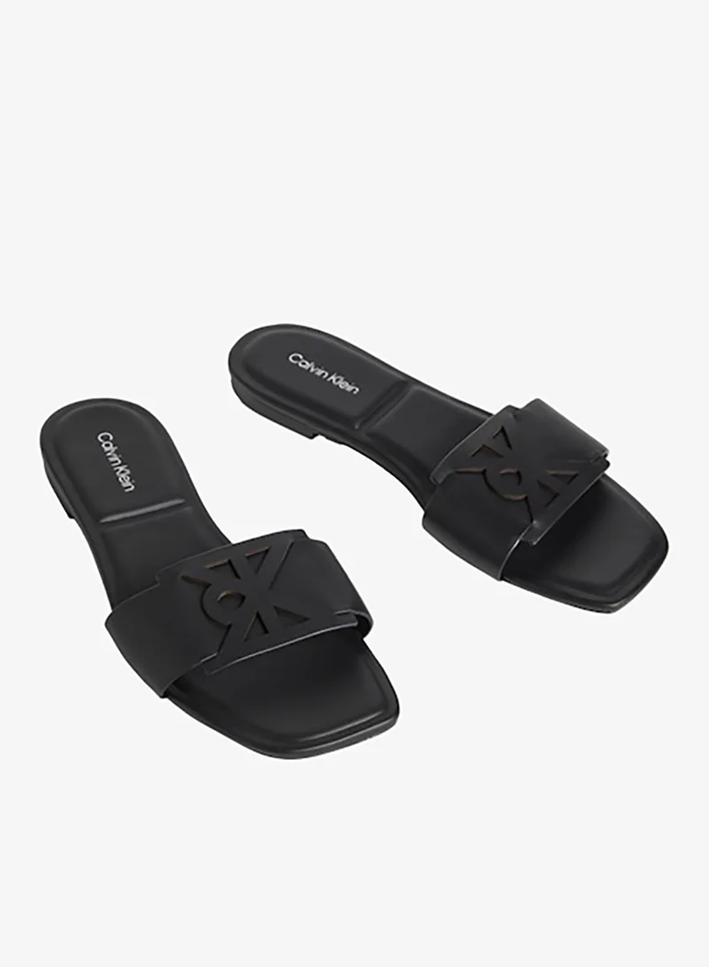Calvin Klein Amira - Leather Square Toe Flat Sandals