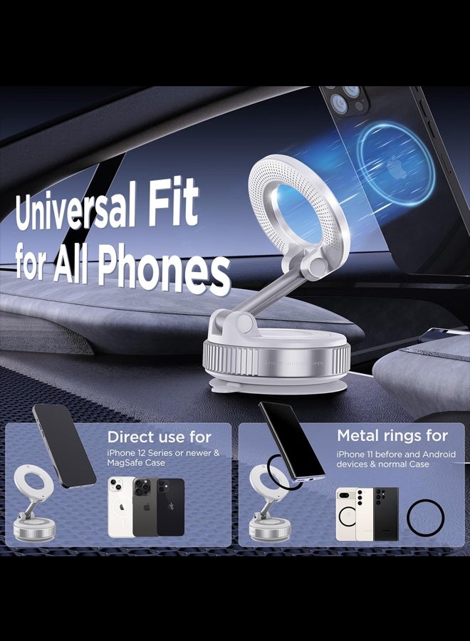 Car phone holder, suitable for air vents, does not block the air vents, and is suitable for large-screen phones. It is compatible with iPhone 15/16 series, Samsung S24/S23, and Xiaomi. Black. Vacuum Magnetic Car Phone Holder - 360° Rotating Folding Dashboard Suction Cup Holder M, Universal Smartphone, Suitable for All Cars - Image 2