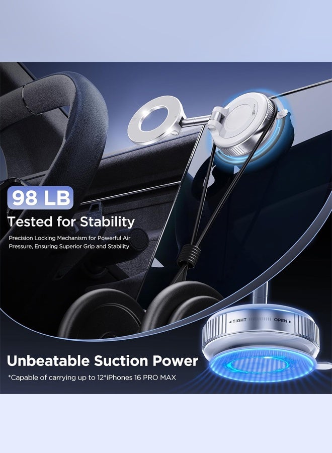 Car phone holder, suitable for air vents, does not block the air vents, and is suitable for large-screen phones. It is compatible with iPhone 15/16 series, Samsung S24/S23, and Xiaomi. Black. Vacuum Magnetic Car Phone Holder - 360° Rotating Folding Dashboard Suction Cup Holder M, Universal Smartphone, Suitable for All Cars - Image 5