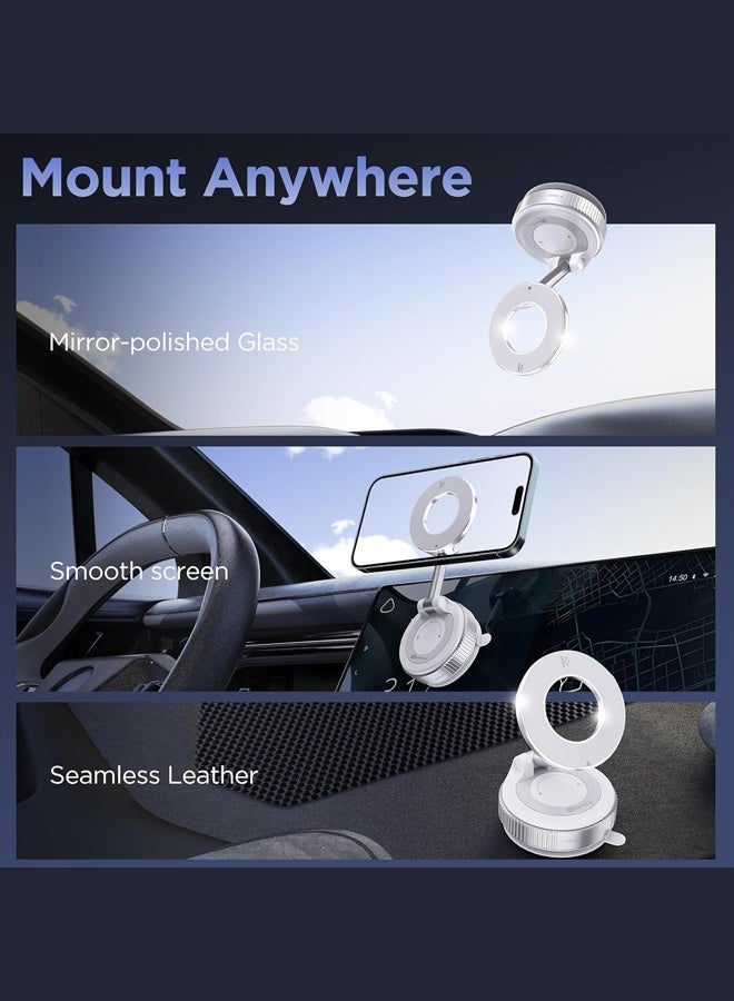 Car phone holder, suitable for air vents, does not block the air vents, and is suitable for large-screen phones. It is compatible with iPhone 15/16 series, Samsung S24/S23, and Xiaomi. Black. Vacuum Magnetic Car Phone Holder - 360° Rotating Folding Dashboard Suction Cup Holder M, Universal Smartphone, Suitable for All Cars - Image 4