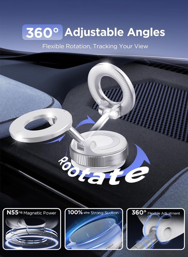 Car phone holder, suitable for air vents, does not block the air vents, and is suitable for large-screen phones. It is compatible with iPhone 15/16 series, Samsung S24/S23, and Xiaomi. Black. Vacuum Magnetic Car Phone Holder - 360° Rotating Folding Dashboard Suction Cup Holder M, Universal Smartphone, Suitable for All Cars - Image 3