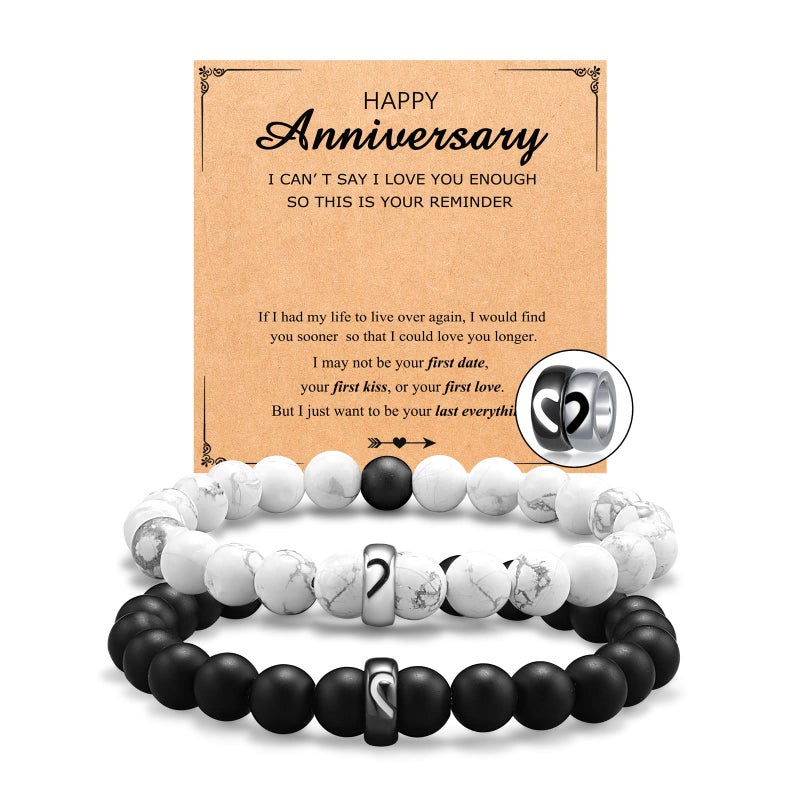 UNGENT THEM Anniversary Bracelets Gifts for Women Men Him Her Boyfriend Girlfriend Couple Husband Wife 1 One Year Month Happy Wedding Anniversary - Image 1