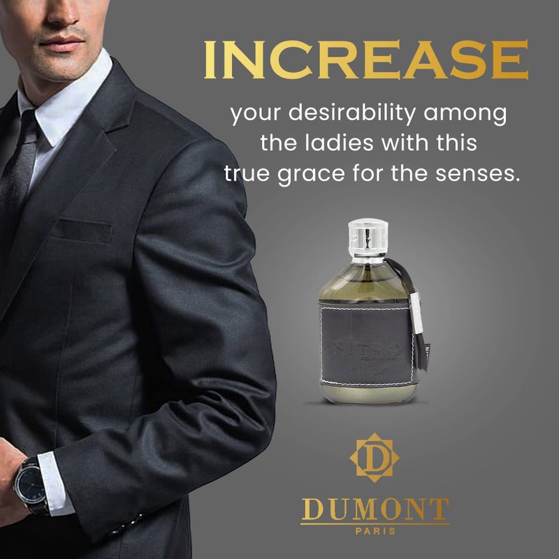 Dumont Nitro Black - 3.4 Eau De Parfum - 3.4oz - Luxury Perfume for Men - Woody, Floral, Fruity & Masculine Fragrance - Long Lasting Cologne Mist & Body Spray - for Him - Image 4