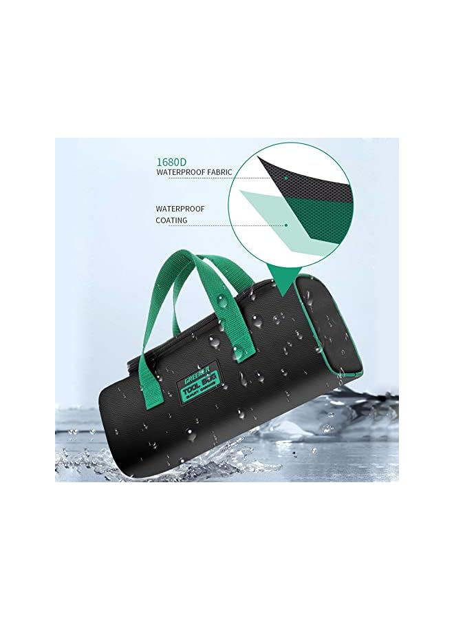 PROMASS Multifunctional Zipper Tool Bag Green Multi-pocket Waterproof Drop-proof Tool Organization Storage Heavy Duty Tool Bag Screwdriver Tool Bag Set (Large)  - Image 4
