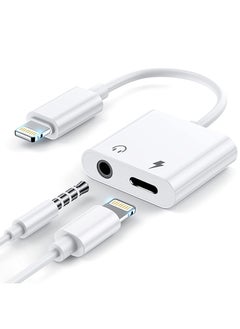 Generic [2 in 1]Headphone Adapter for iPhone，Apple MFi Certified Lightning to 3.5mm Jack Dongle Headphone Accessories Aux Audio Compatible for iPhone 13/12/XS/7 8 Audio Earphone Adaptor Support All iOS System  - Image 1