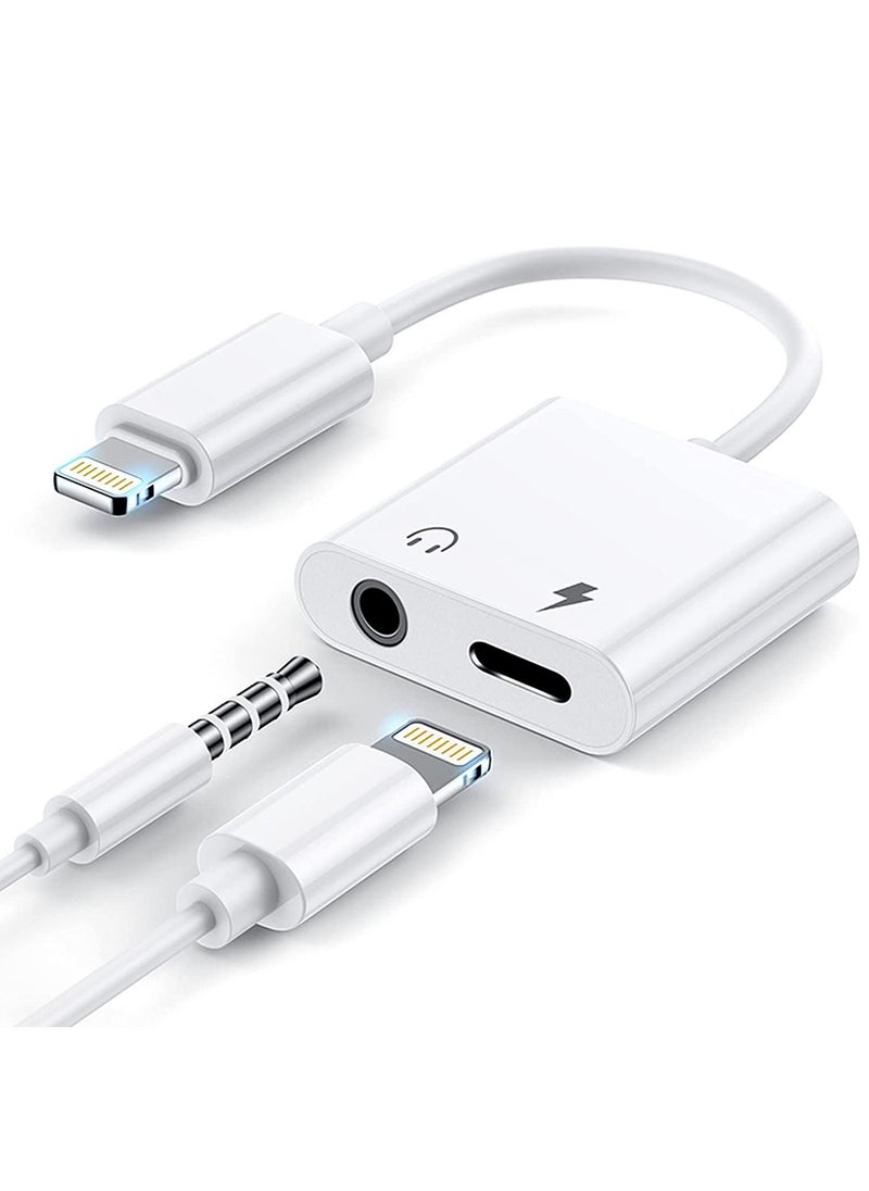 Generic - [2 in 1]Headphone Adapter for iPhone，Apple MFi Certified Lightning to 3.5mm Jack Dongle Headphone Accessories Aux Audio Compatible for iPhone 13/12/XS/7 8 Audio Earphone Adaptor Support All iOS System - Image 1
