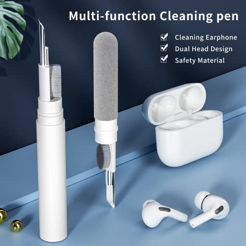 AKIKI طقم تنظيف لسماعات Airpods، طقم تنظيف سماعات الأذن لسماعات Airpods Pro 1 2 3، قلم تنظيف متعدد الوظائف وفرشاة ناعمة لسماعات البلوتوث، أدوات تنظيف العلبة لجهاز iPhone 17، الكمبيوتر المحمول، الكاميرا (أبيض) - Image 2