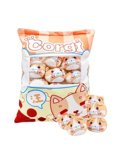 SYOSI Plush Pillow Kawaii Room Decor Throw Removable Stuffed Animal Toys Fluffy Kittens Dog Creative Gifts for Teens Girls Kids Brown  - Image 1