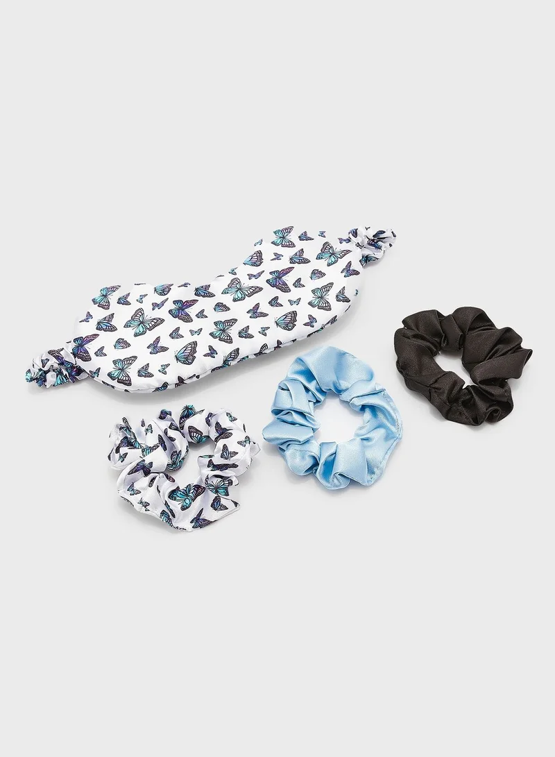 NEW LOOK Printed Eyemask And Scrunchie Set Multicolour