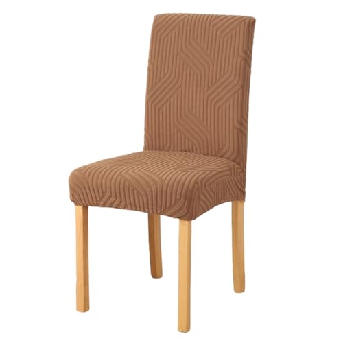 Styleys Elastic Chair Cover Stretch Removable Washable Short Jacquard Dining Chair Cover Protector Seat Slipcover (Pack of 1, Khaki, JTMC2) - Image 1