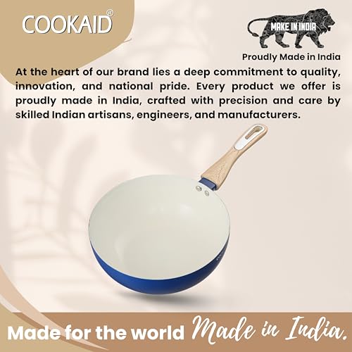 COOKAID Velora Series Non Stick Ceramic Work 24 cm | Aluminium Body| Ceramic Non Stick Coating| ISI Certified |3 LTR. Capacity | RV Blue - Image 4
