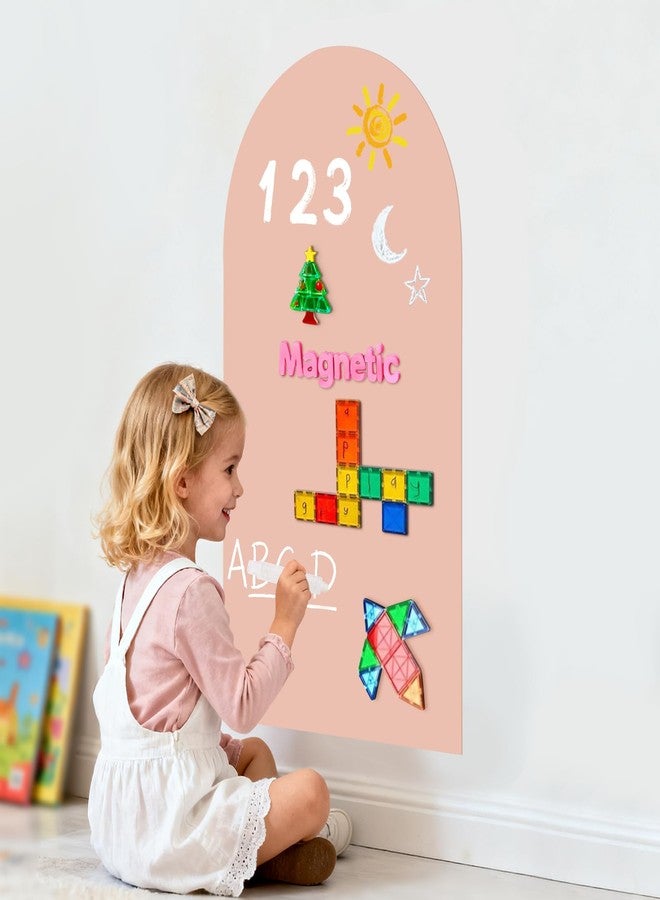 Warasee Magnetic Arch Wall Decal: Small 15.7" x 31.5" Vinyl Peel and Stick Chalkboard for Kids Playroom Classroom Home Use - Montessori Drawing Board for 1-3 Toddlers & 4-8 Children (Camel Pink) - Image 1