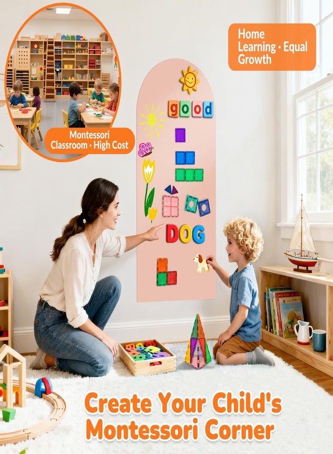 Warasee Magnetic Arch Wall Decal: Small 15.7" x 31.5" Vinyl Peel and Stick Chalkboard for Kids Playroom Classroom Home Use - Montessori Drawing Board for 1-3 Toddlers & 4-8 Children (Camel Pink) - Image 2