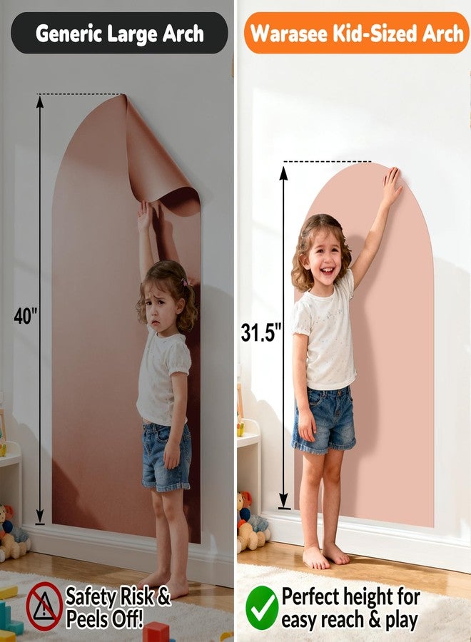 Warasee Magnetic Arch Wall Decal: Small 15.7" x 31.5" Vinyl Peel and Stick Chalkboard for Kids Playroom Classroom Home Use - Montessori Drawing Board for 1-3 Toddlers & 4-8 Children (Camel Pink) - Image 3