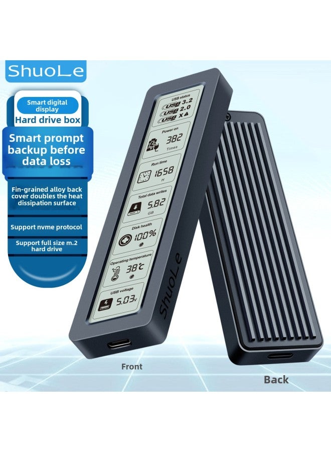 ShuoLe Intelligent Digital Display Hard Disk Box M2 With Display Screen NVME Protocol Solid State External Shell Large Screen-Color:Sl-tp26-p-screen Display Nvme Protocol Hard Drive Box With A-c+c--c10g Data Cable---english Packaging - Image 2