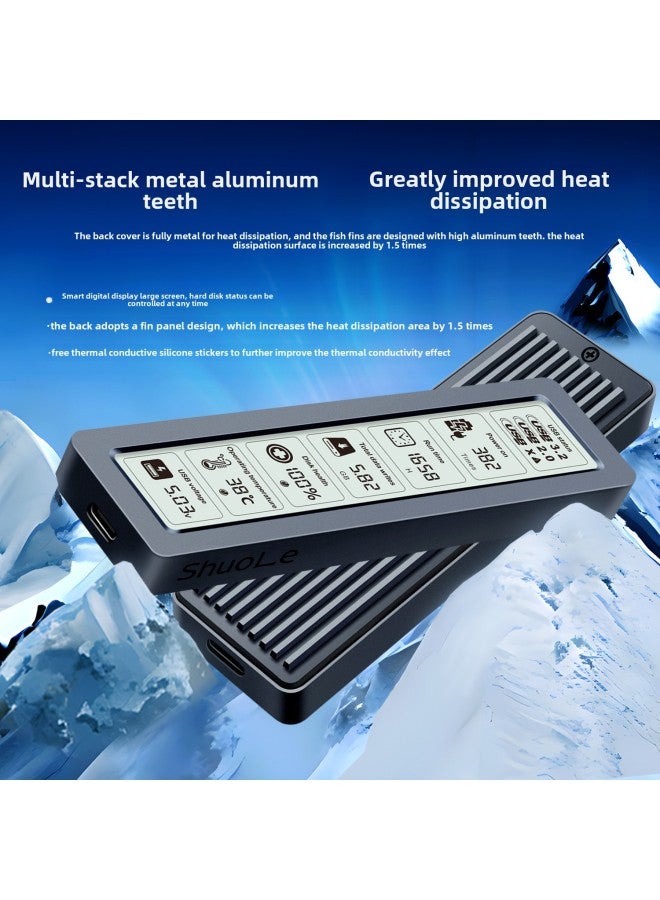 ShuoLe Intelligent Digital Display Hard Disk Box M2 With Display Screen NVME Protocol Solid State External Shell Large Screen-Color:Sl-tp26-p-screen Display Nvme Protocol Hard Drive Box With A-c+c--c10g Data Cable---english Packaging - Image 4