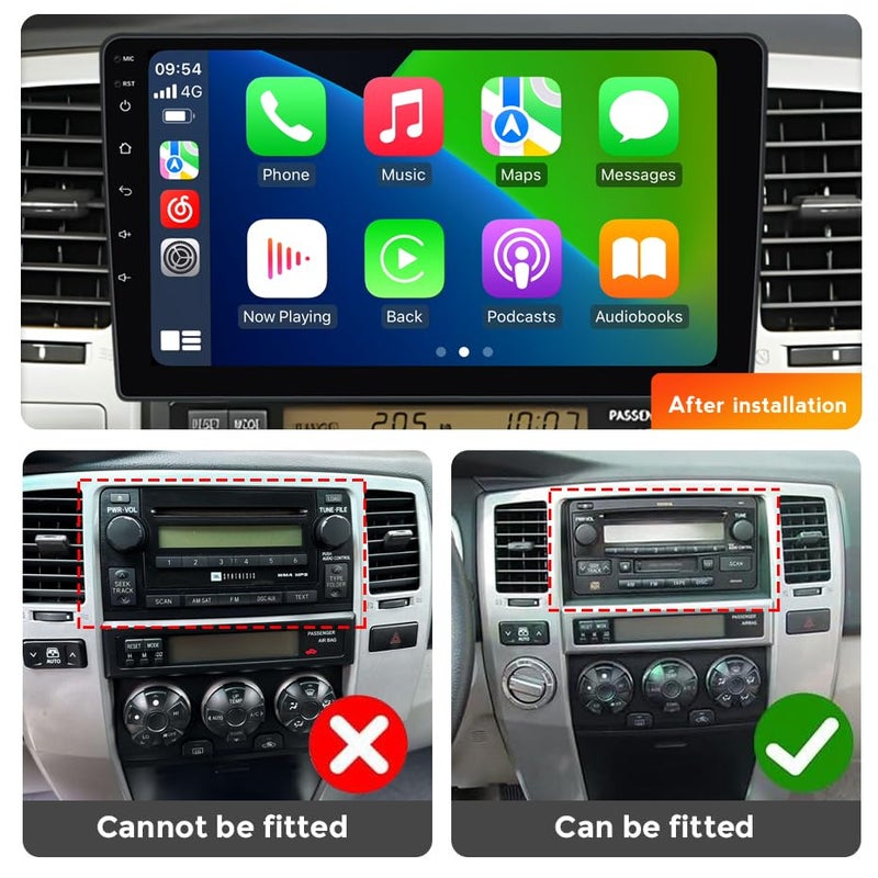 RONGJI 2+64GB Android Radio for Toyota 4Runner 2003 2004 2005 2006 2007 2008 2009 Stereo Upgrade Dash Kit GPS Navigation,9" IPS Touch Screen Head Unit w/Car-Play/Android Auto/AHD Camera (for JBL/NO JBL) - Image 2