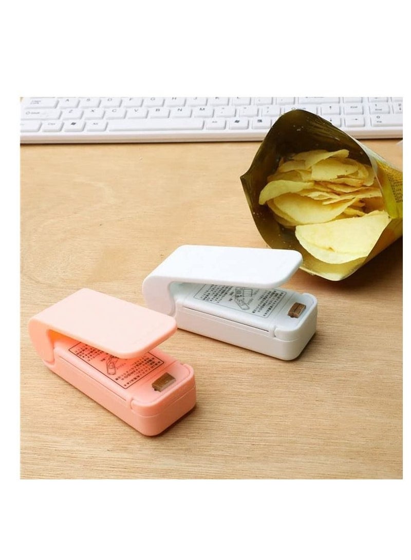 Excefore آلة خياطة صغيرة جديدة لتغليف الأكياس البلاستيكية آلة ختم للأكياس البلاستيكية آلة ختم يدوية آلة ختم الطعام الصغيرة آلة خياطة صغيرة لتعبئة البلاستيك (وردي ، 1 قطعة) - Image 2