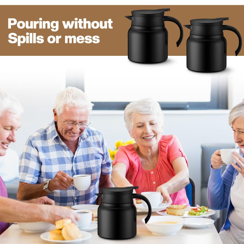 Ziliny 3 Pcs Thermal Coffee Carafes for Keeping Hot/cold Stainless Steel Small Coffee Creamer Container Double Wall Vacuum Insulated Tea Pot Milk Beverage Dispenser for Party Home (27 oz,Black) - Image 5