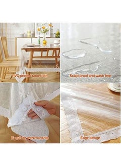 Generic Heavy Duty Waterproof PVC Vinyl Rectangular Tablecloth with Lace Border for Kitchen, Home, Indoor, Outdoor, Holiday and Party Decor (Oblong 152" x 203")  - Image 2