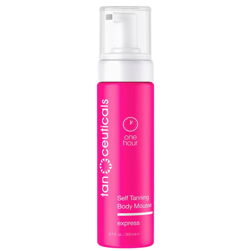 Tanceuticals Express Self Tanning Body Mousse  Fast Acting Self Tan Foam  Develops in 14 Hours Natural Looking Vegan  Cruelty Free  Sunless Tanner with Acai Berry Pomegranate  Argan Oil