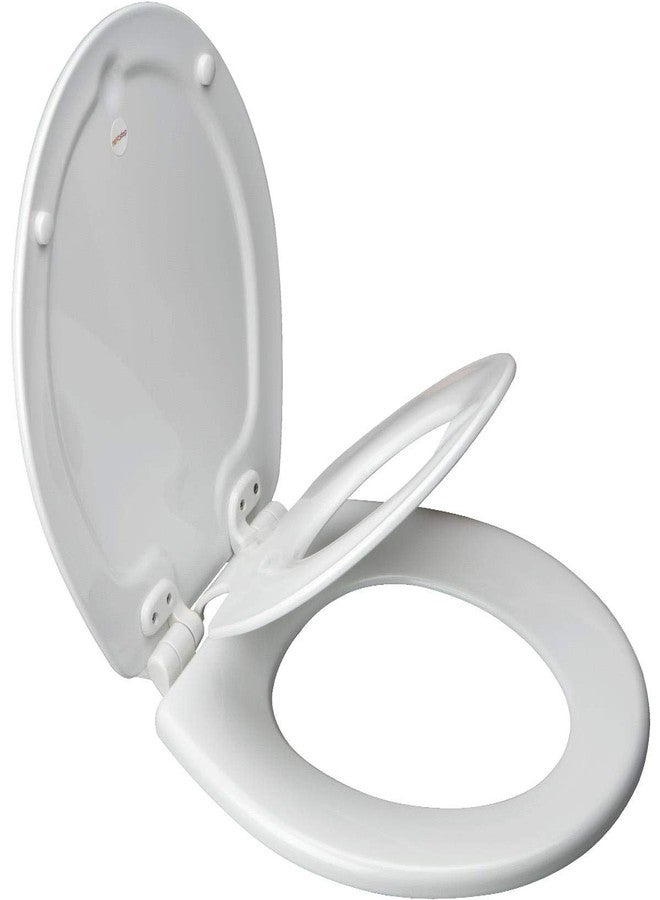 Bemis MAYFAIR 883SLOWA 000 Toilet Seat with Built-in Potty Training Seat will Reduce Clutter, Slow Close and Never Loosen, ROUND, Durable Enameled Wood/Long Lasting Plastic, White - Image 1