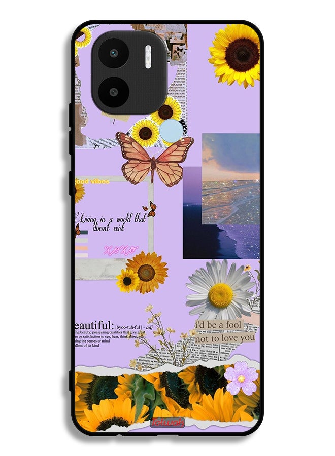 Tolwak Xiaomi Redmi A1 Plus Protective Case Cover Beautiful Sunflower Stickers - Image 2