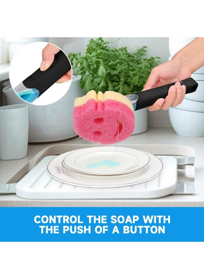 AMAZYC-US Smile Sponge Dish Wand Sponge Holder for Round Smiley Face Sponge Soap Dispensing Handle for Round Smiley Face Sponge Upgraded Design - Image 2