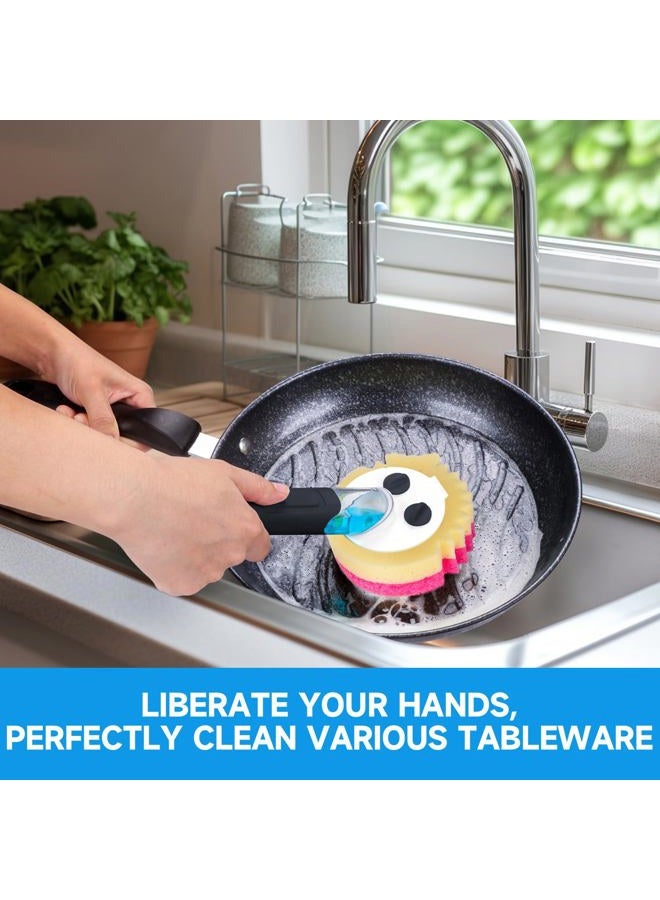 AMAZYC-US Smile Sponge Dish Wand Sponge Holder for Round Smiley Face Sponge Soap Dispensing Handle for Round Smiley Face Sponge Upgraded Design - Image 4